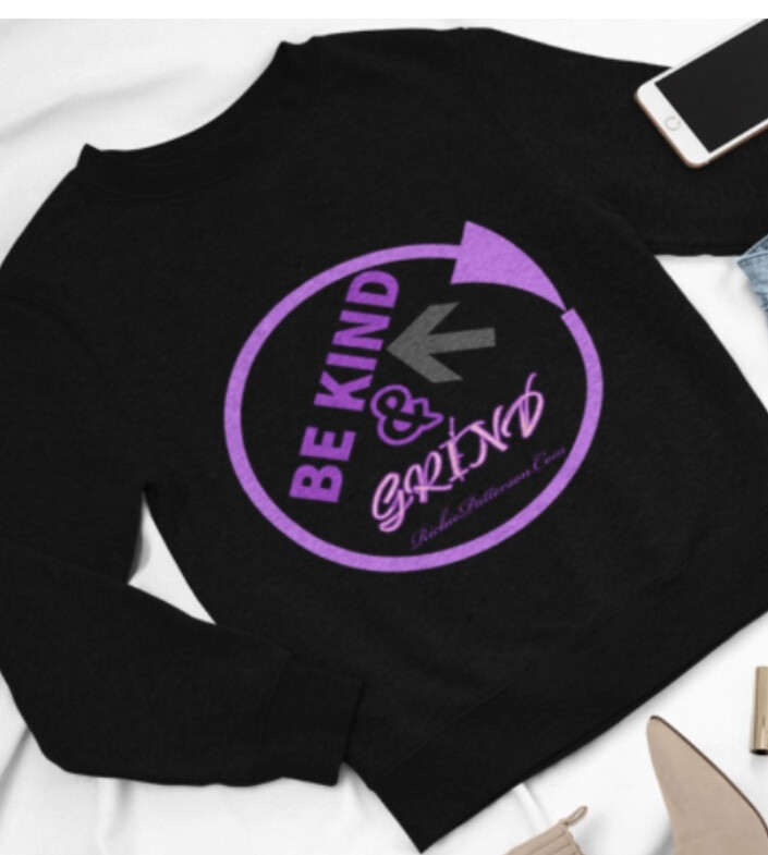 Black &amp; Purple BE KIND &amp; GRIND CREW  (SIZES SMALL-2XL)