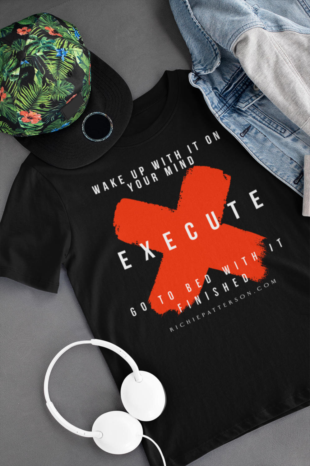 EXECUTE Black &amp; Red T-SHIRT (SIZES SMALL-4XL)