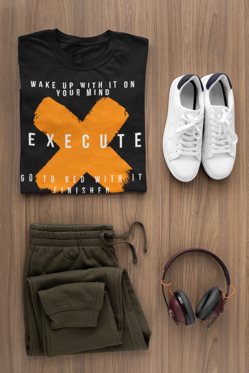 EXECUTE Black &amp; Orange T-SHIRT (SIZES SMALL-4XL)