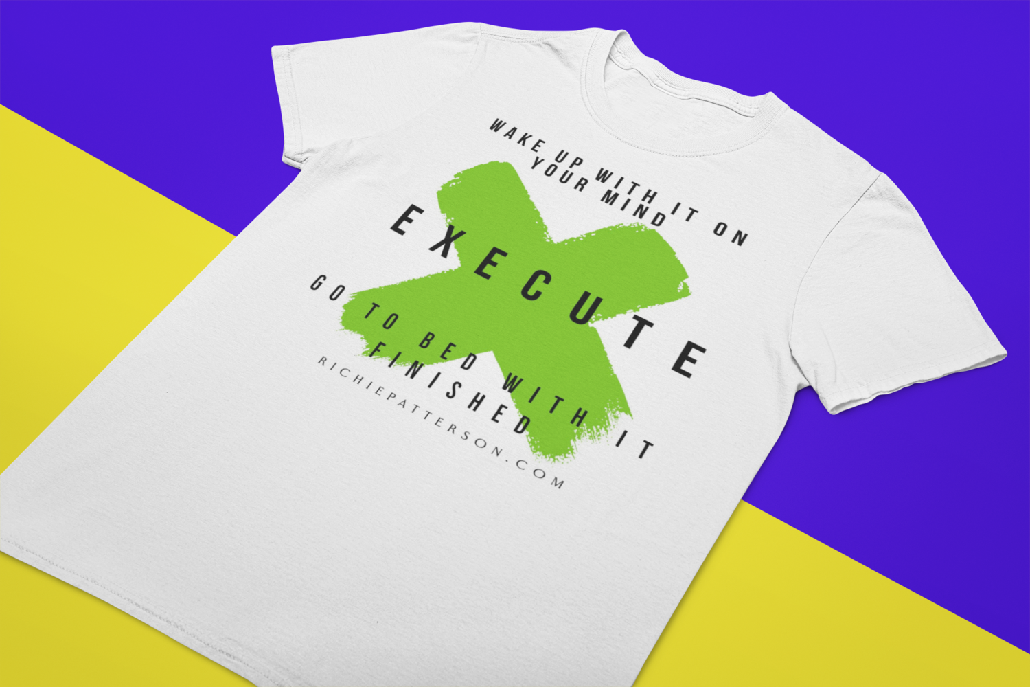 EXECUTE White &amp; Green T-SHIRT (SIZES SMALL-4XL)