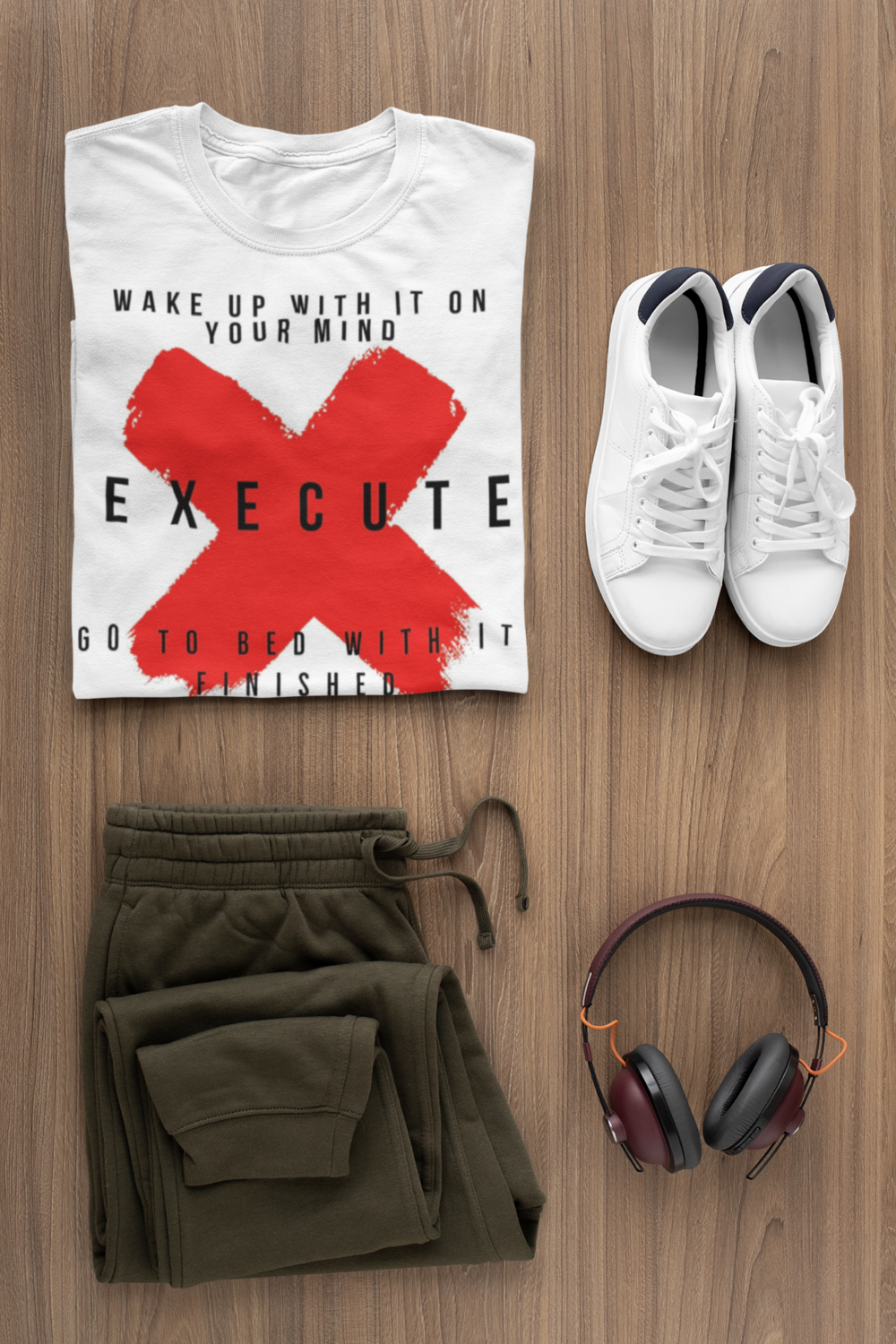 EXECUTE White &amp; Red  T-SHIRT (SIZES SMALL-4XL)