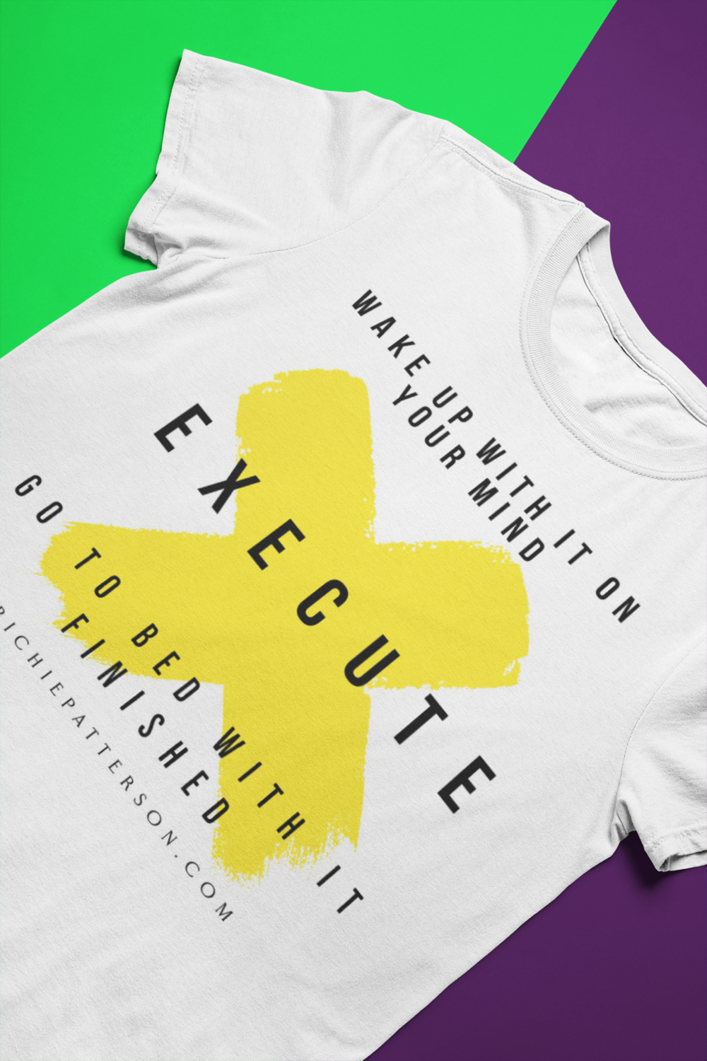 EXECUTE White &amp; Yellow T-SHIRT (SIZES SMALL-4XL)