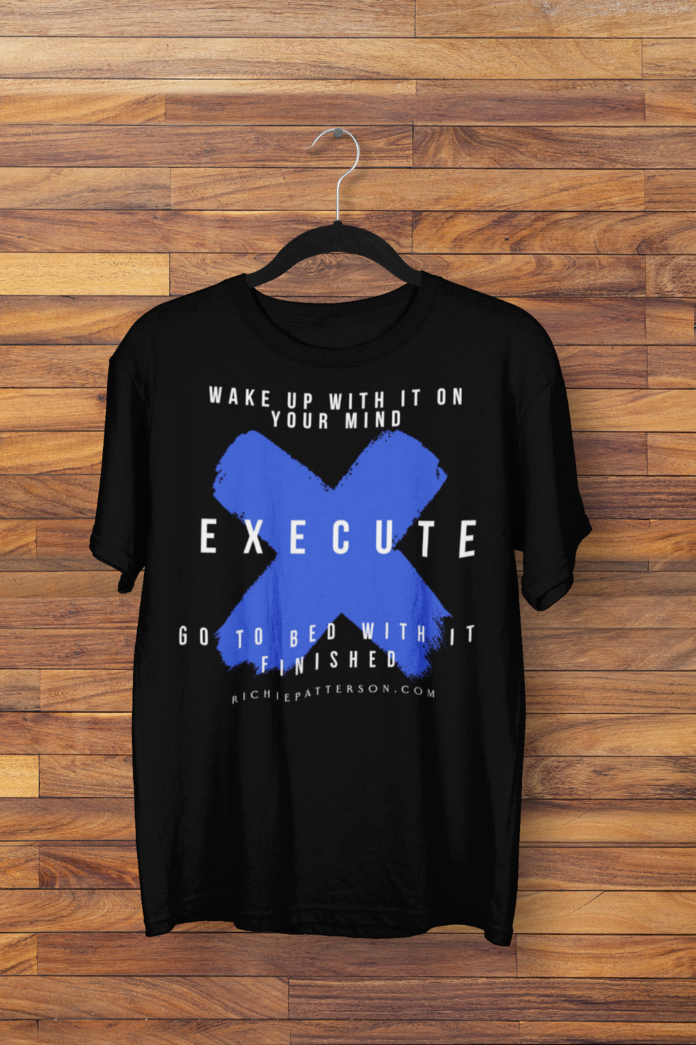 EXECUTE Black &amp; Blue T-SHIRT (SIZES SMALL-4XL)