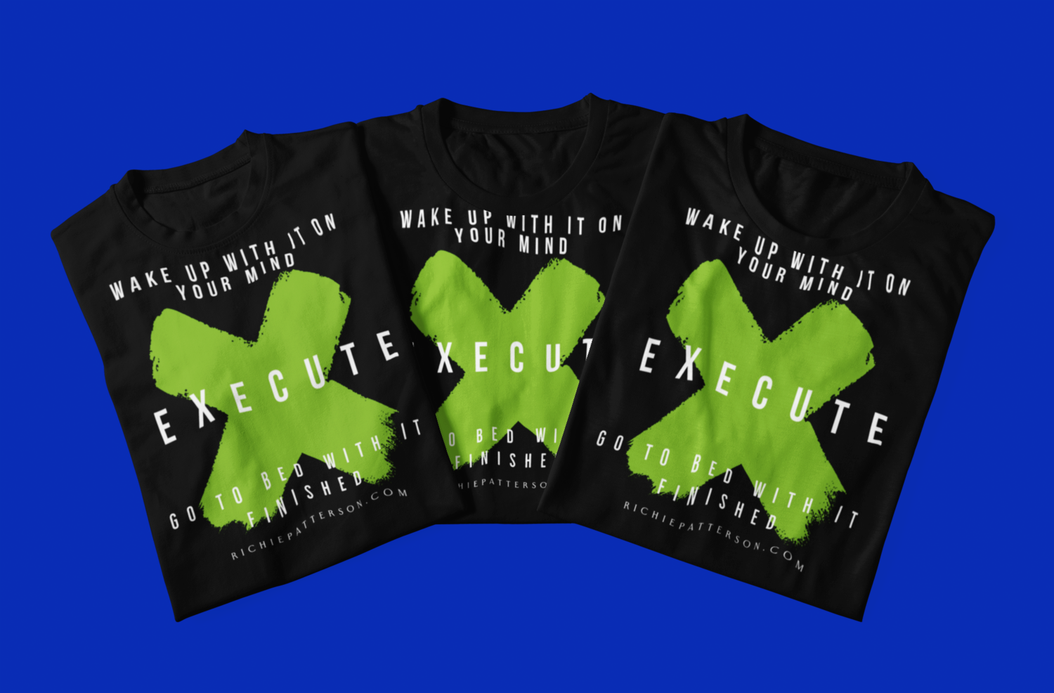 EXECUTE Black &amp; Neon Green T-SHIRT (SIZES SMALL-4XL)