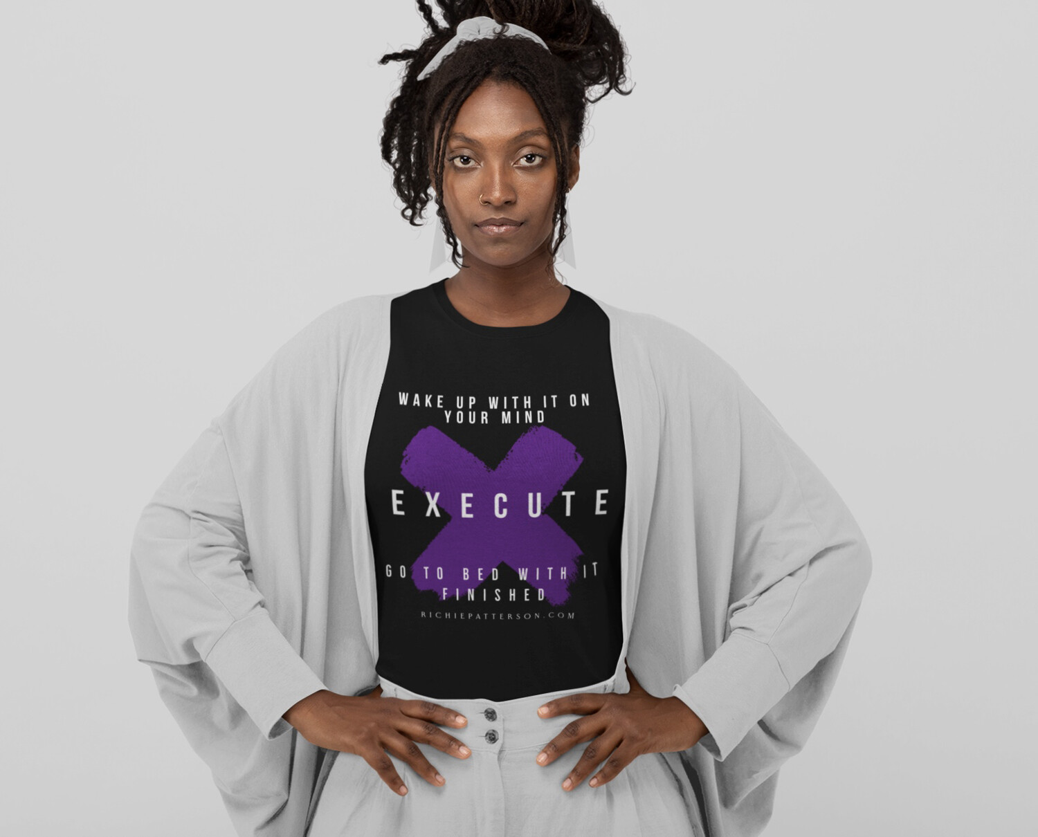EXECUTE Black &amp; Purple T-SHIRT (SIZES SMALL-4XL)