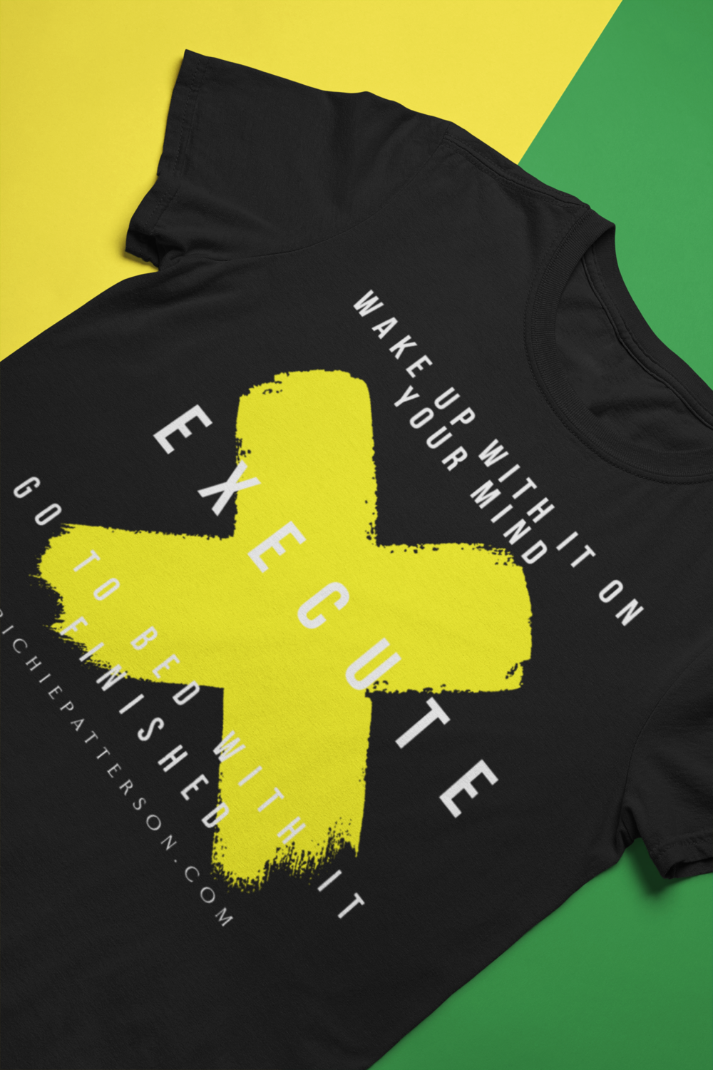 EXECUTE Black &amp; Yellow T-SHIRT (SIZES SMALL-4XL)
