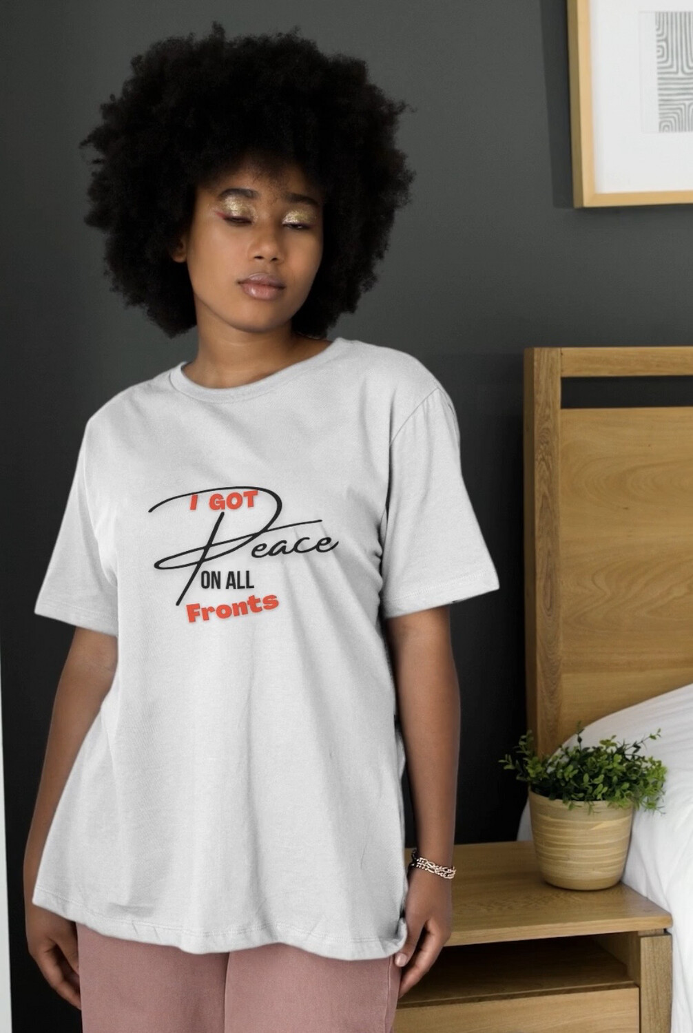 I  GOT PEACE Tshirt  (SIZES SMALL-4XL ) White 