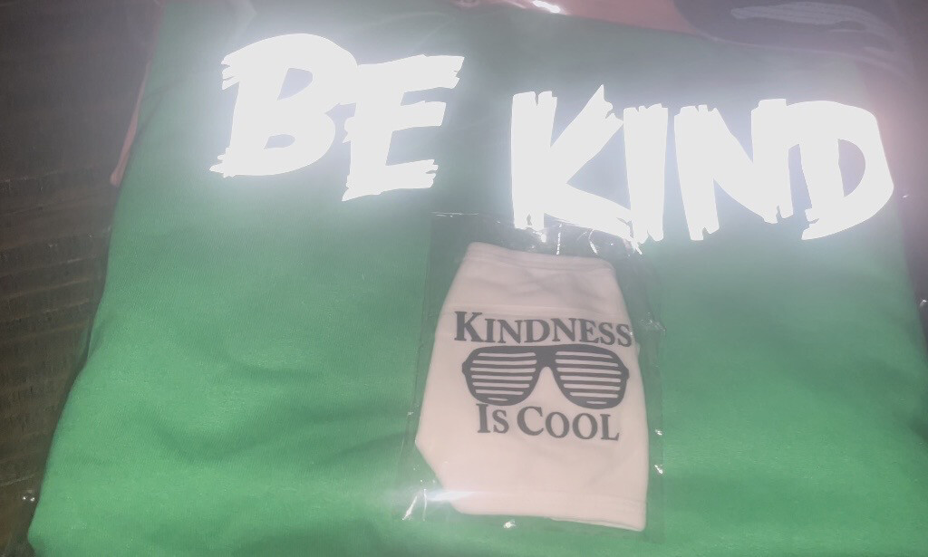 The BE KIND Green Or Pink CREW NIGHT OUT CONCERT EVENT LOGO. It reflects during concerts and events. 
Red Crew   (SIZES SMALL-3XL)