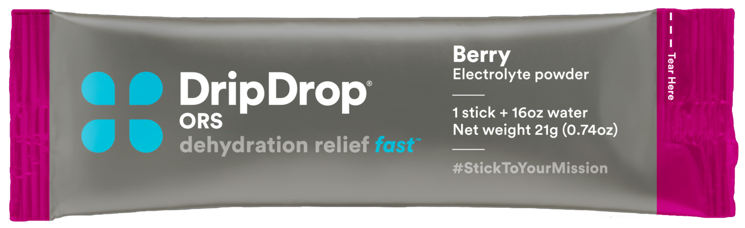 DripDrop Electrolyte Oral Hydration Powder, Flavor: Berry, Pouch Size: 21 Grams | 100 Packets