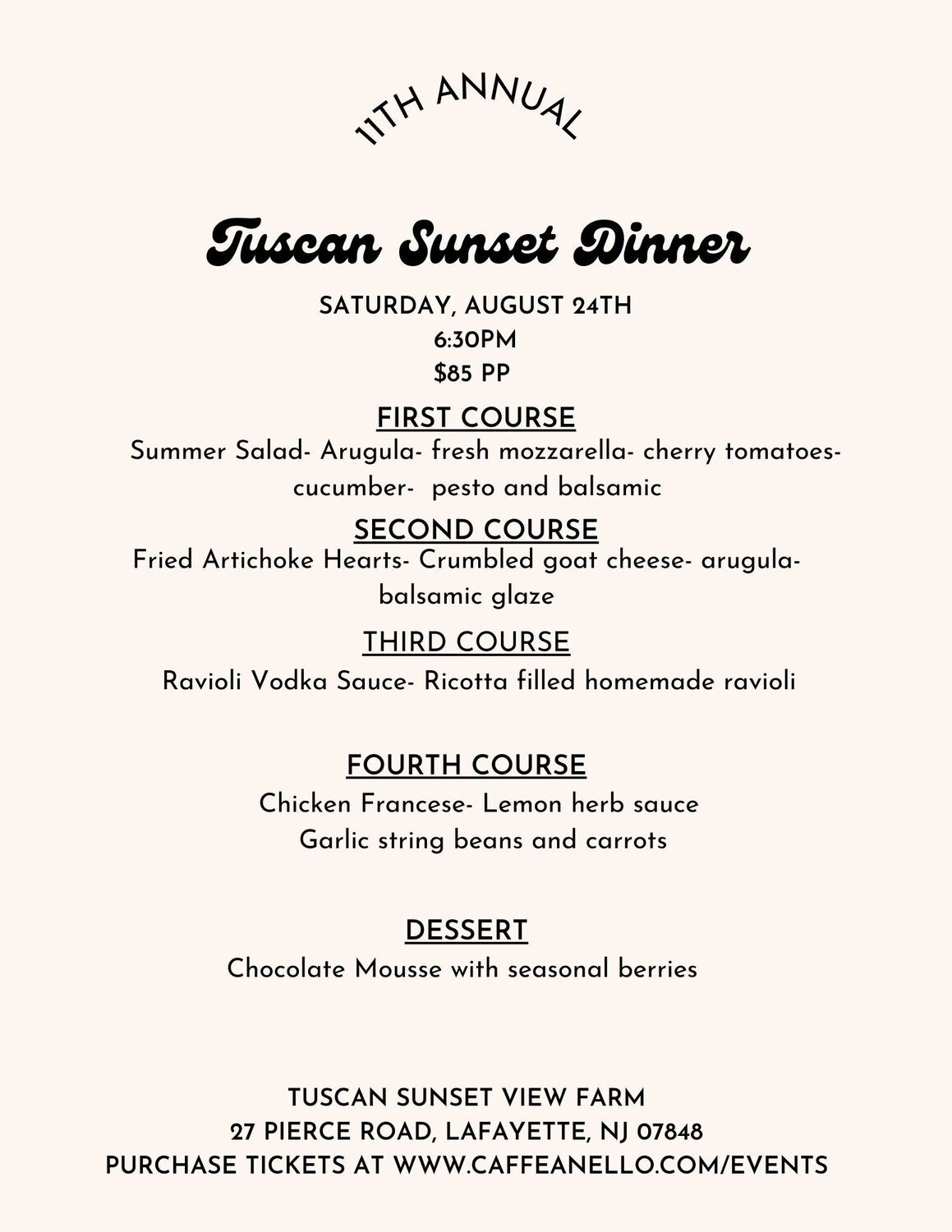 Tuscan Sunset Farm Dinner 2024