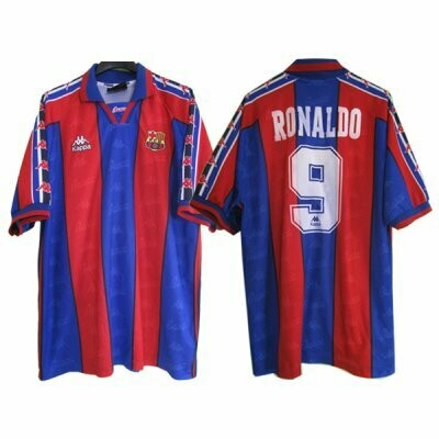 1995-97 Barcelona Away Shirt Final Cup Winners Cup #9 RONALDO Jersey 