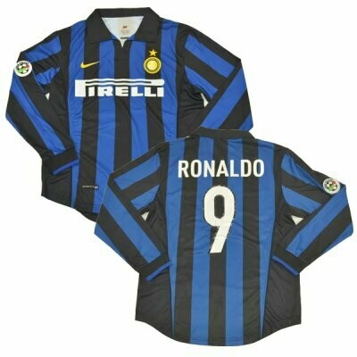 1998-1999 Ronaldo Inter Milan Retro Long Sleeve Jersey Shirt #9 (Replica)