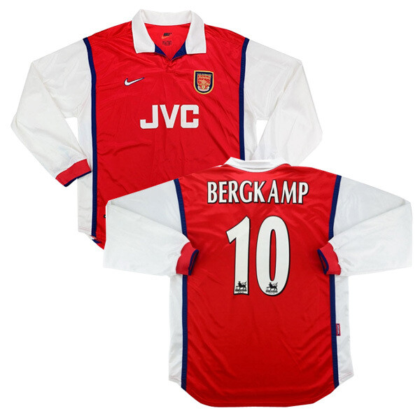 Arsenal Home #10 Bergkamp Long Sleeve Retro Jersey 1998-99 (Replica)