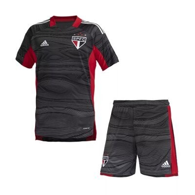 21-22 Sao Paulo FC Goalkeeper Black Jersey Kids Kit