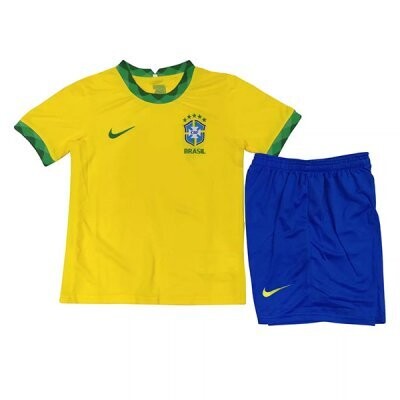 2020 Brazil Home Yellow Jersey Kids Kit