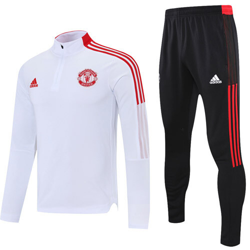 Manchester United White Red Logo Tracksuit 21-22