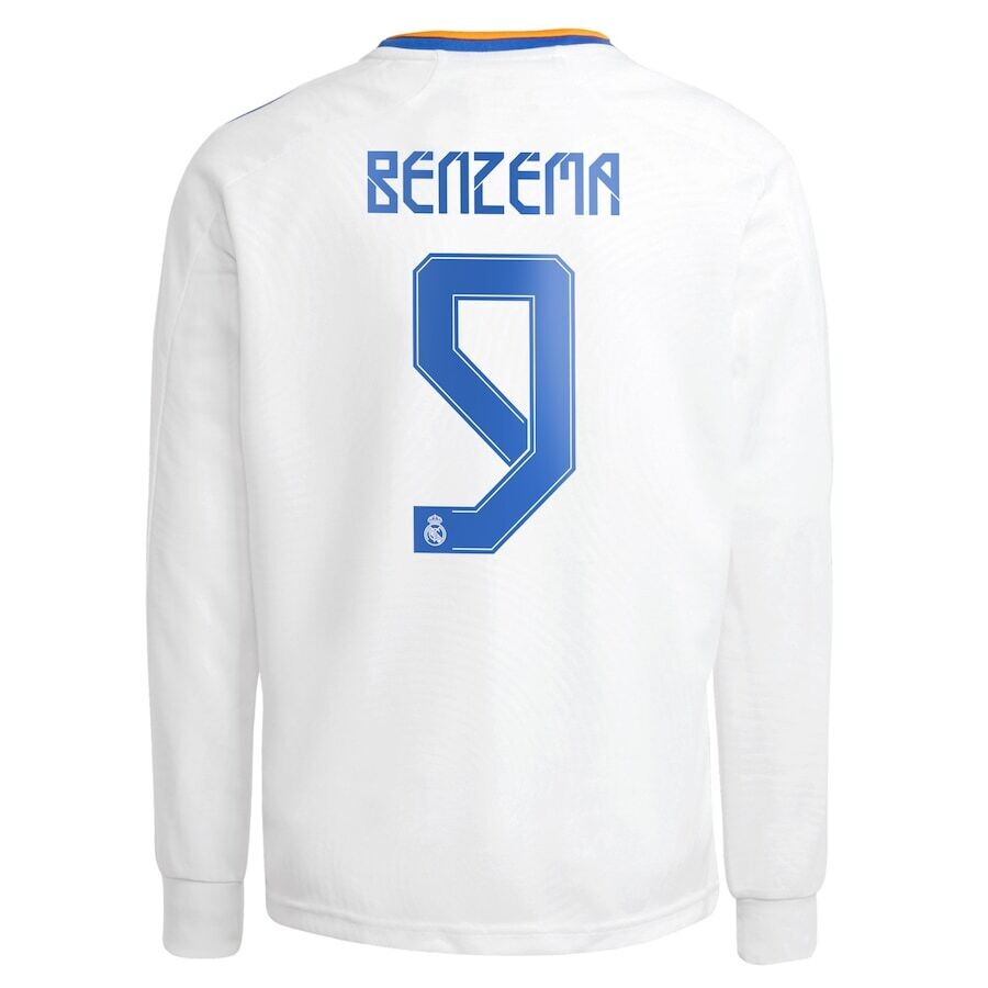 Real Madrid Benzema 9 Home Long Sleeve Jersey 21-22