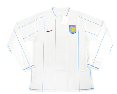 2007-09 ASTON VILLA PLAYER ISSUE AWAY L/S SHIRT (Authentic )