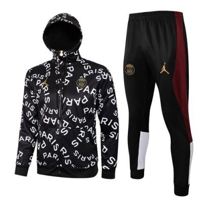 PSG Black Full Sponsor Full Zip Hoodie Jacket Kit 21-22