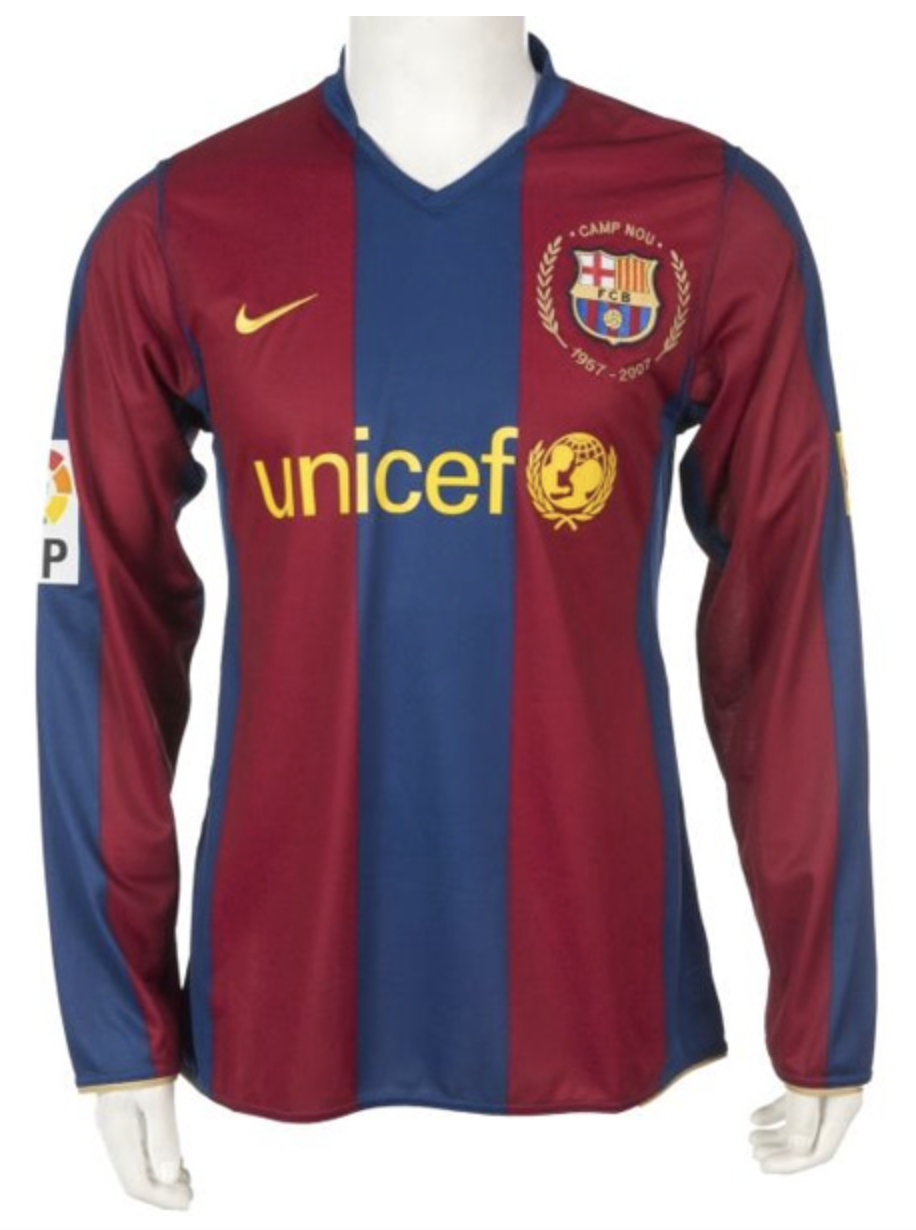 2007-2008 FC Barcelona Home Long Sleeve Retro Jersey MESSI #19 Shirt