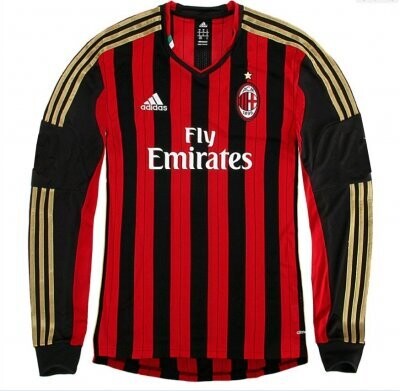 Terugroepen Atletisch Booth AC Milan Home Retro Long Sleeve Jersey 13/14