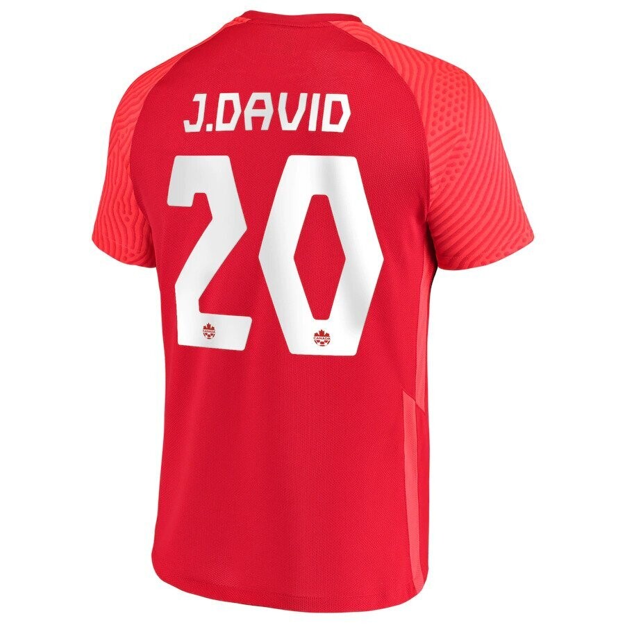 Canada  Jonathan David 20 Red Home  Soccer Jersey 2021