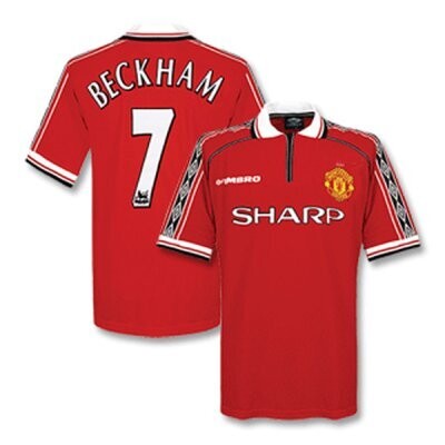 Manchester United Home Retro  Jersey Shirt Beckham #7 Print(Replica) 1998-2000