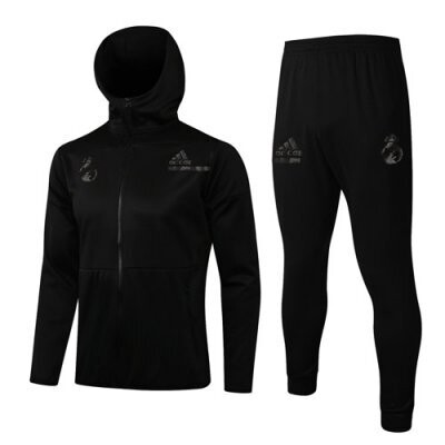 Real Madrid Black Full Zip Hoodie Jacket Kit 21-22