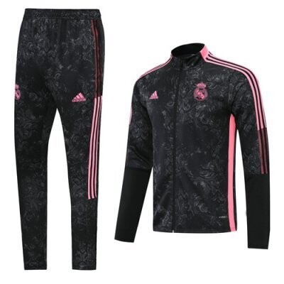 Real Madrid Black Print Jacket Kit 21-22