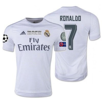 Real Madrid Home UCL Final Ronaldo #7 Jersey 15/16