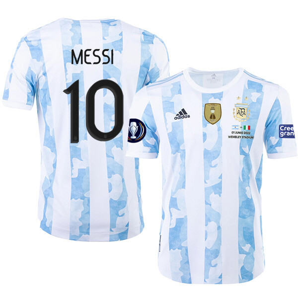 Argentina Home Messi Finalissima Jersey Full Patch 2022 ( Player Version)