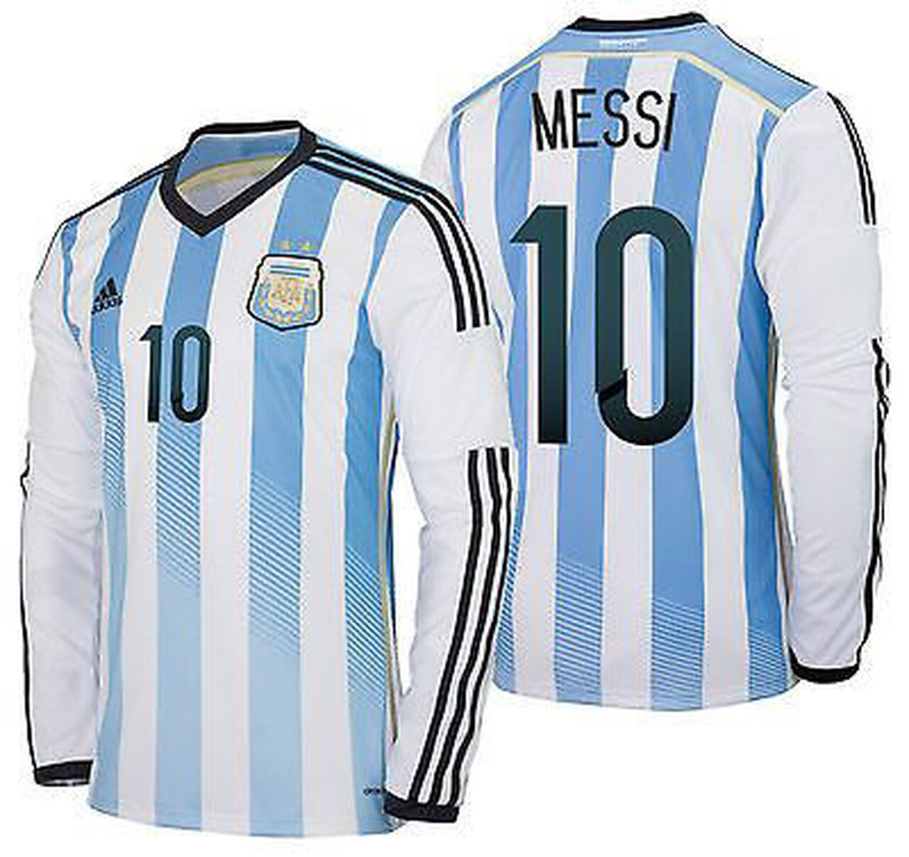 2014 Argentina Home Messi Long Sleeve Retro Jersey (Player Version)