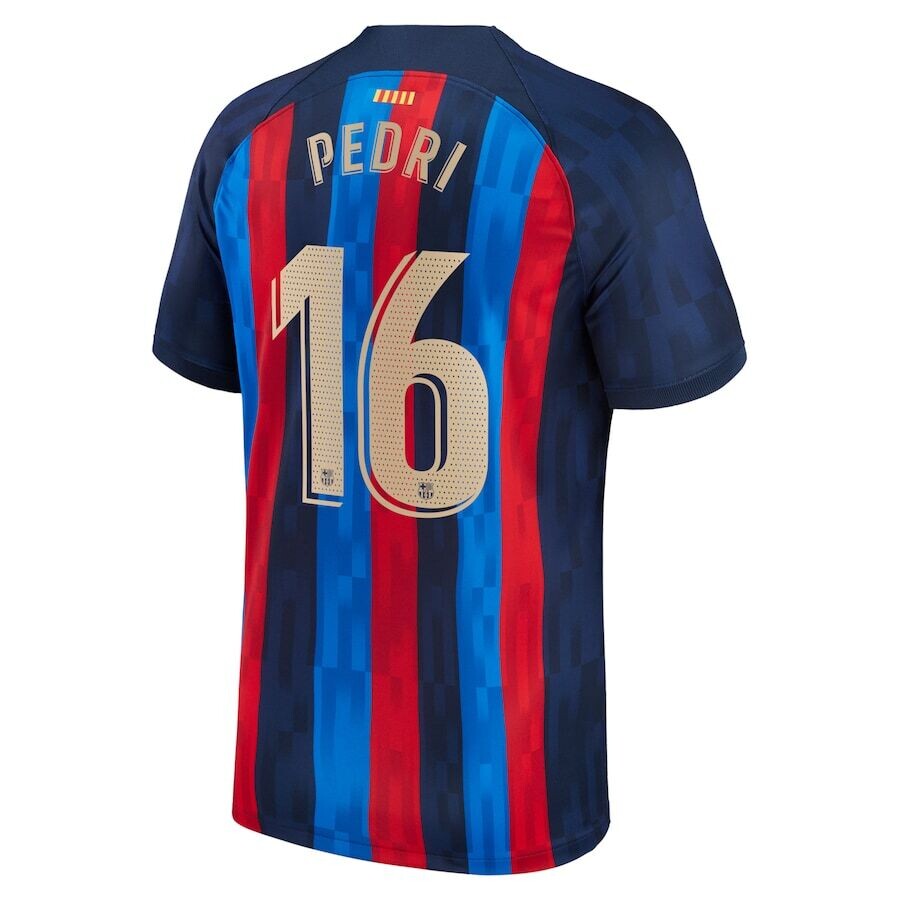 Barcelona Home Pedri 16 Jersey Shirt 2022/23  with Sponsor Logos