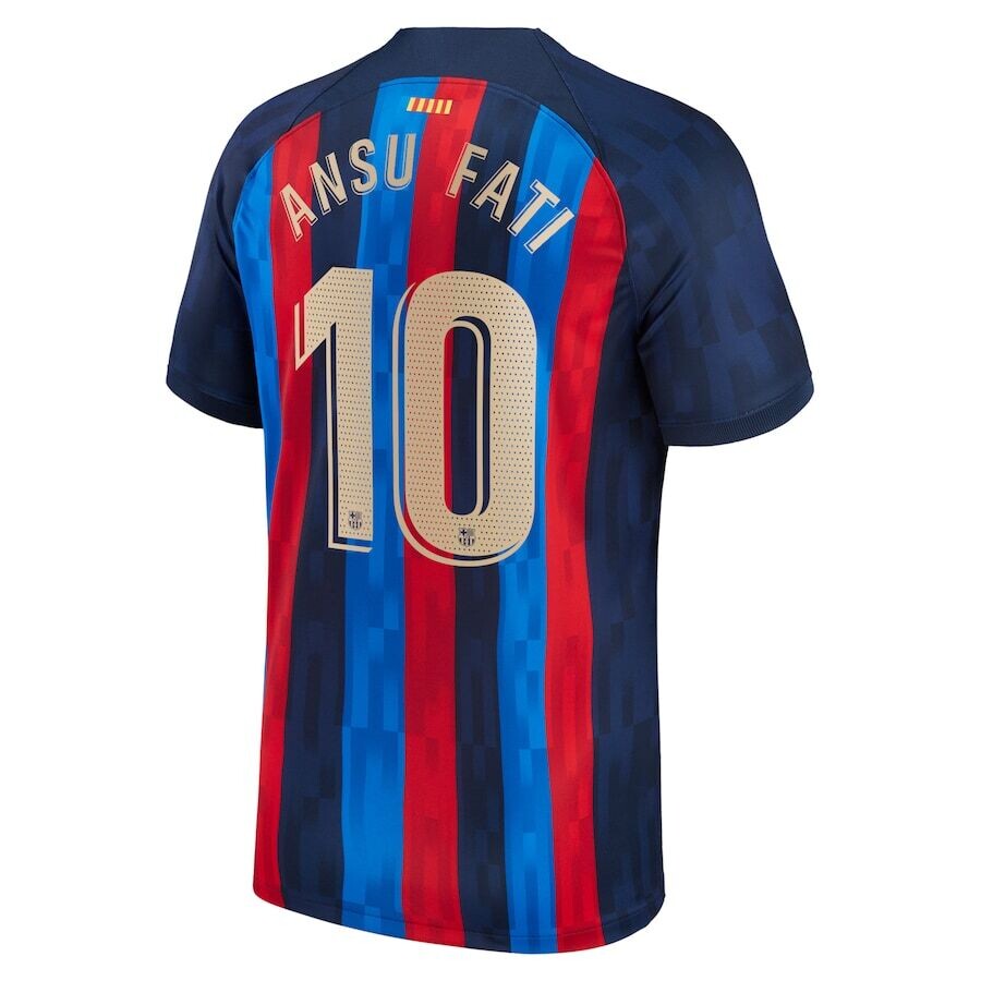 Barcelona Home Ansu Fati 10 Jersey Shirt 2022/23  with Sponsor Logos