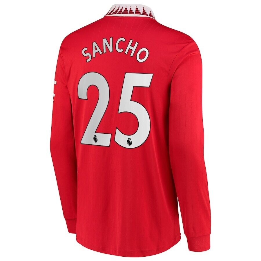 Manchester United Sancho 25 Home Long Sleeve Jersey 22/23