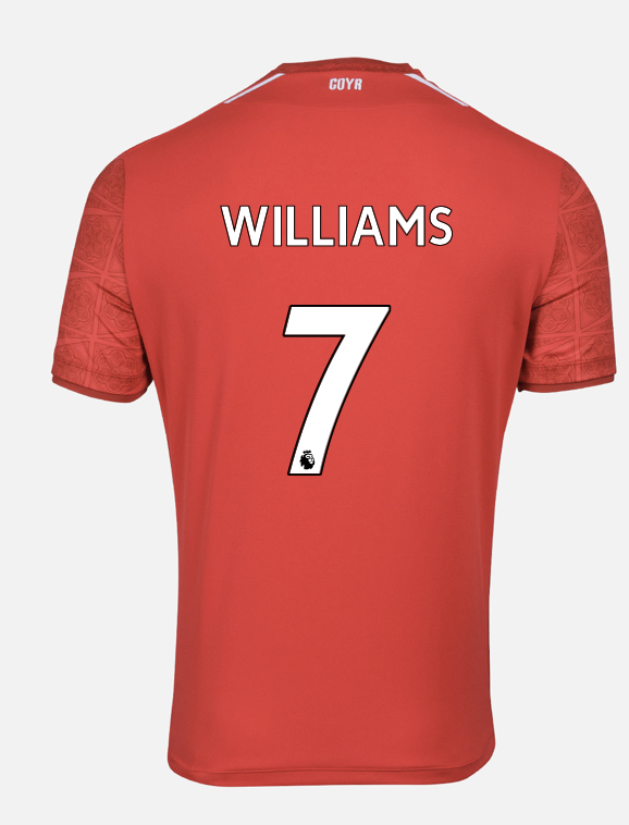Nottingham Forest  Nico Williams 7 Home Jersey Shirt 2022/23