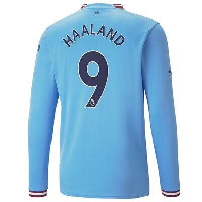 Manchester City Haaland 9 Home Long Sleeve Jersey 22-23