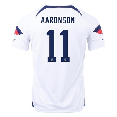 USA  Home Brenden Aaronson 11 World Cup White Soccer Jersey 2022