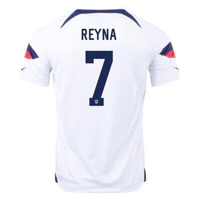 USA  Home Reyna 7 World Cup White Soccer Jersey 2022