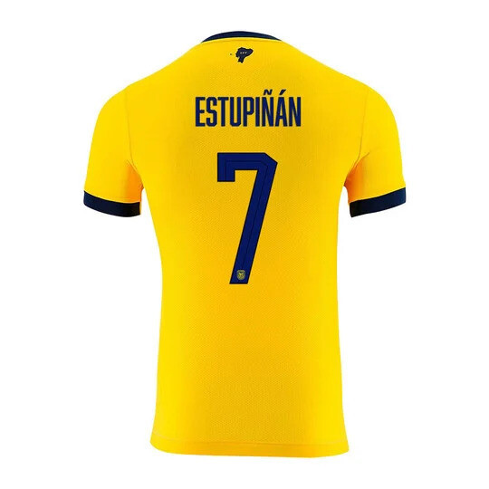 Ecuador Home Pervis Estupiñán #7 World Cup Jersey 2022