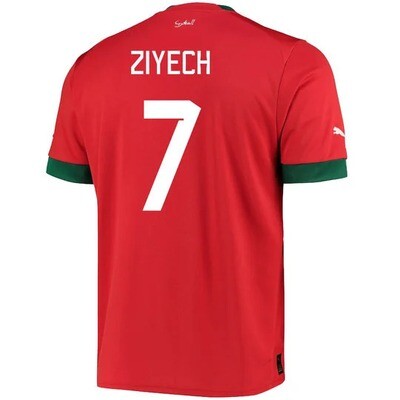 Morocco Home Hakim Ziyech #7 World Cup Soccer Jersey 22/23