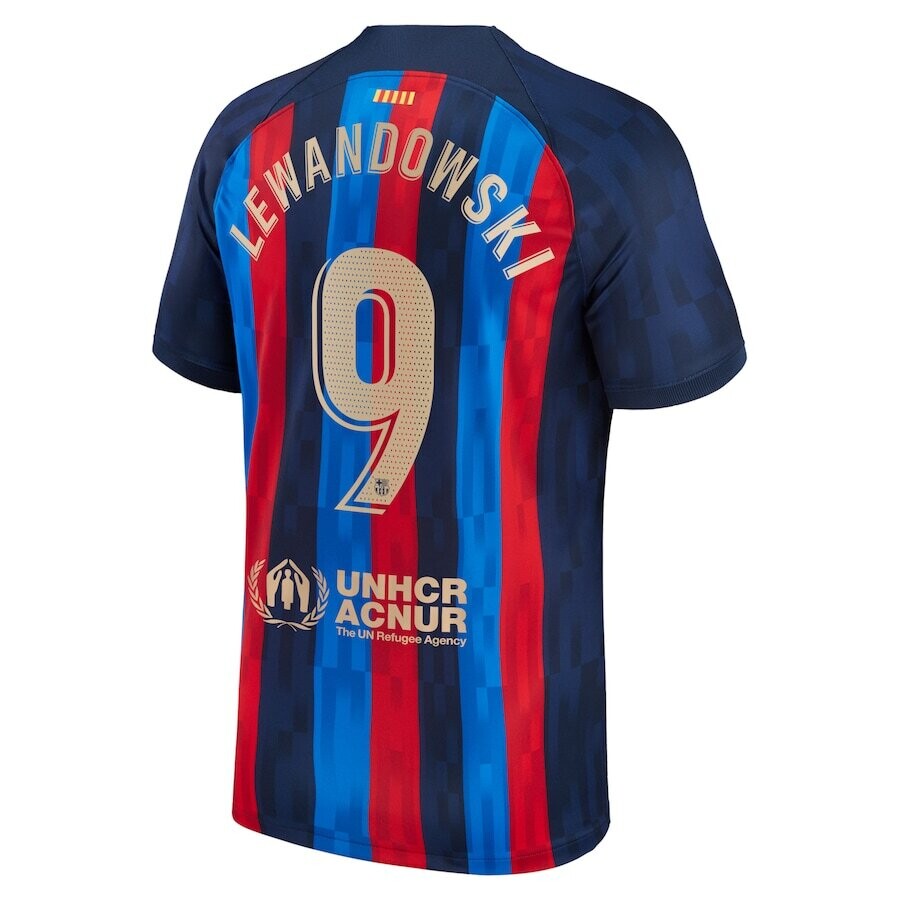 Barcelona Robert Lewandowski 9 Jersey Shirt 2022/23 with Sponsor Logos