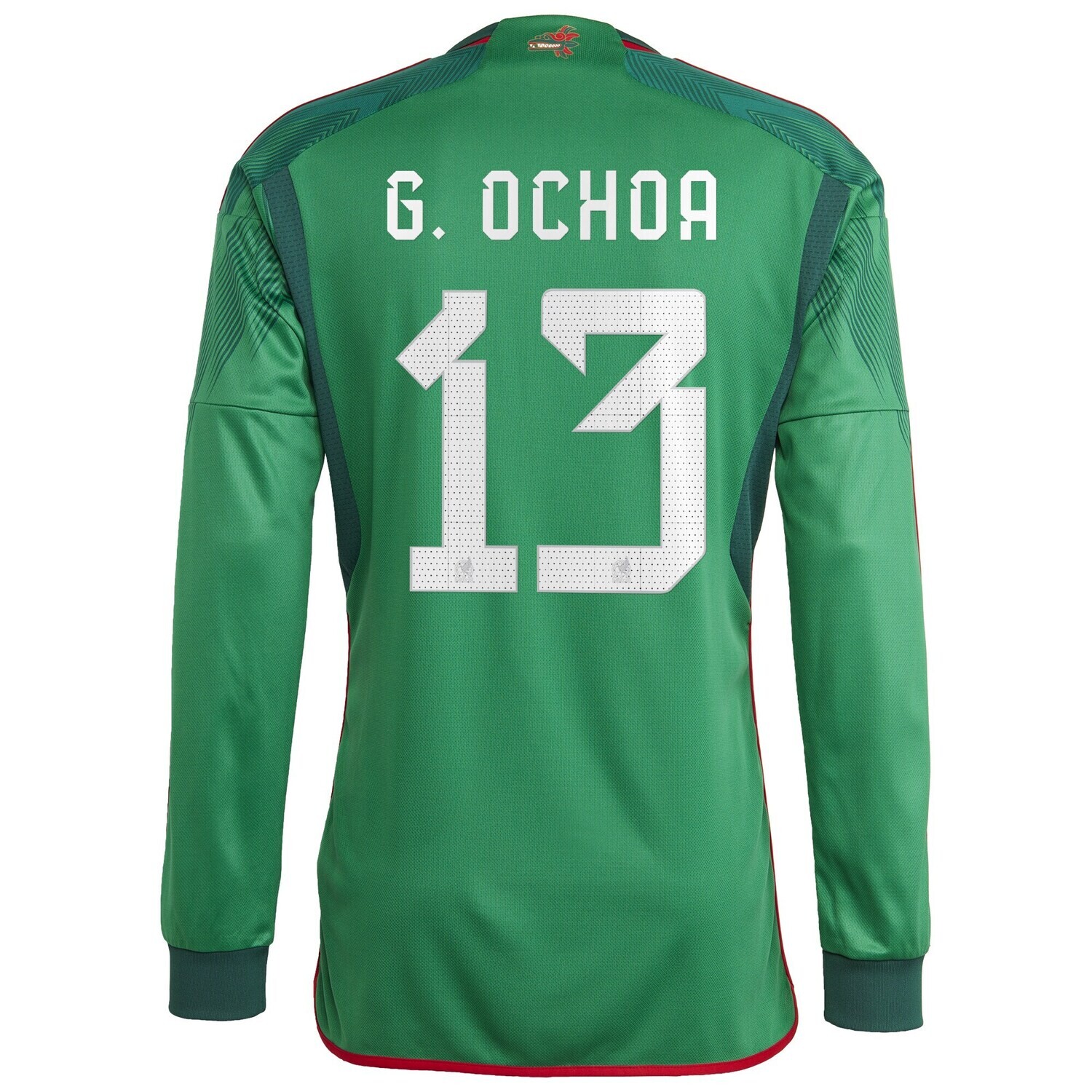 Mexico Guillermo Ochoa 13  Home World Cup Long Sleeve Jersey 2022