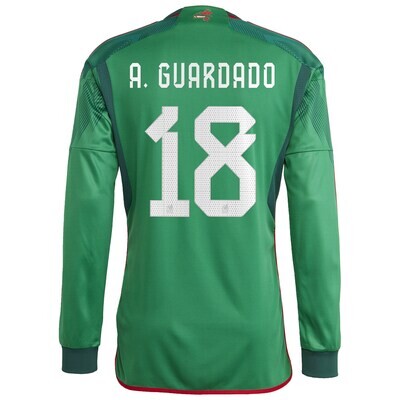Mexico Andres Guardado 18 Home World Cup Long Sleeve Jersey 2022