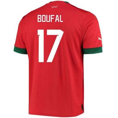 Morocco Home Sofiane Boufal # 17 World Cup Soccer Jersey 22/23