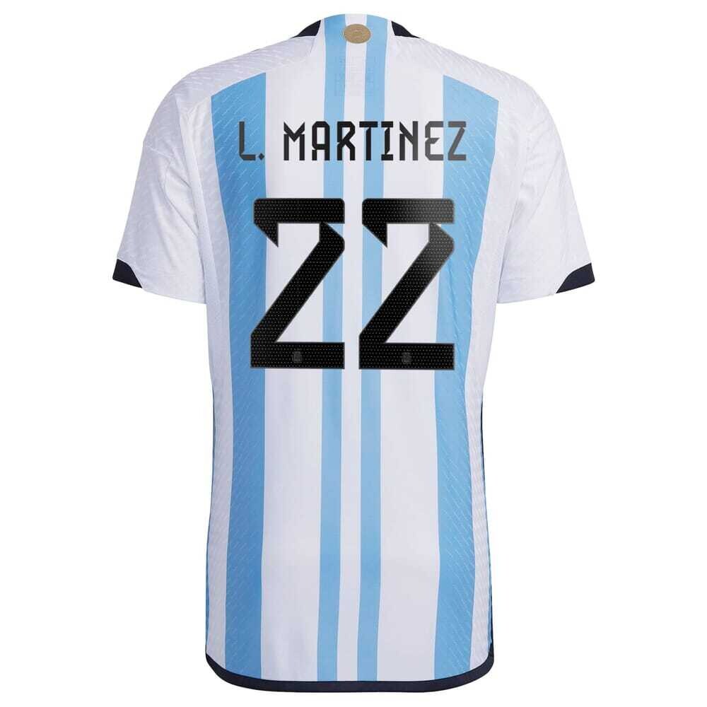 Argentina World Cup Lautaro Martinez 22 Home Jersey 2022 (Player Version)