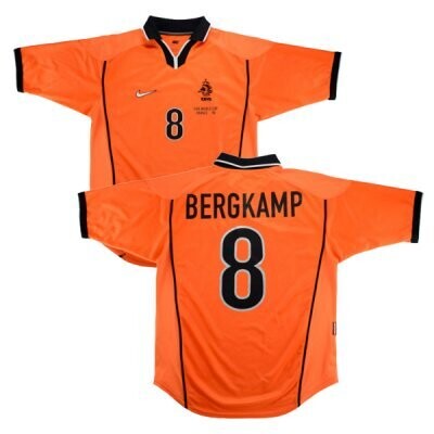 1998 Netherlands Home Retro Jersey BERGKAMP #8 Shirt