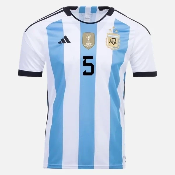 Argentina 3 Star World Cup Leandro Paredes 5 Home Jersey 2022/2023