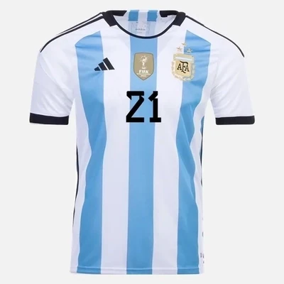 Argentina 3 Star World Cup Paulo Dybala 21 Home Jersey 2022/2023