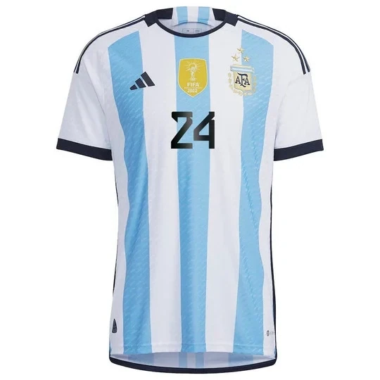 Argentina Three Star Champion Enzo Fernández 24 World Cup Home Jersey  2022/2023 (Player Version)